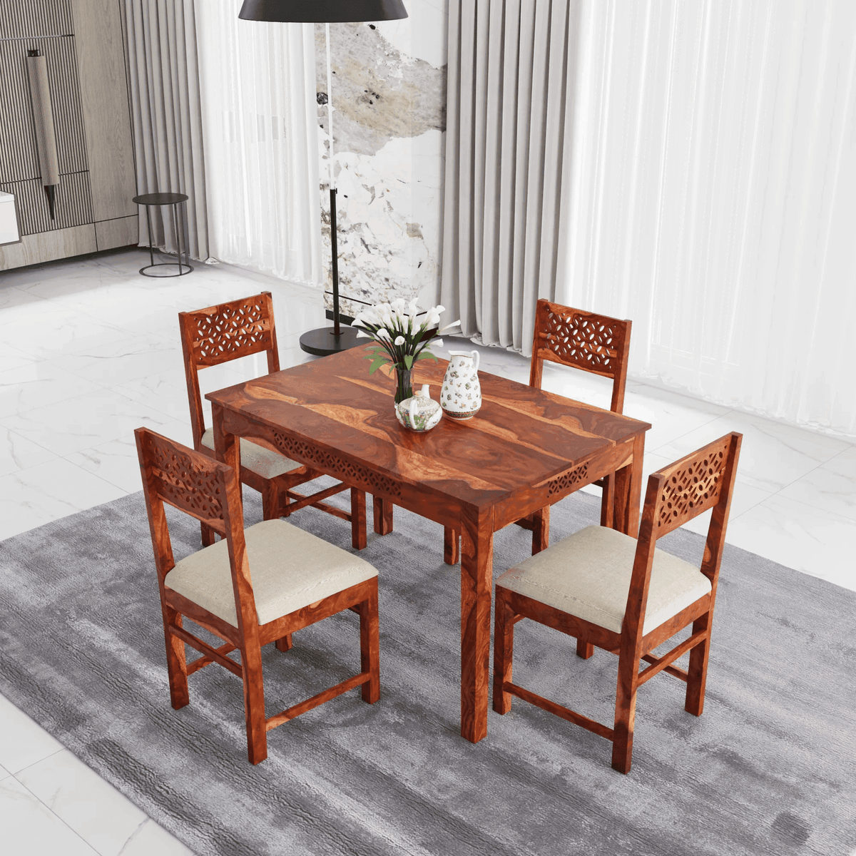 4 Seater dining set made of solid sheesham wood