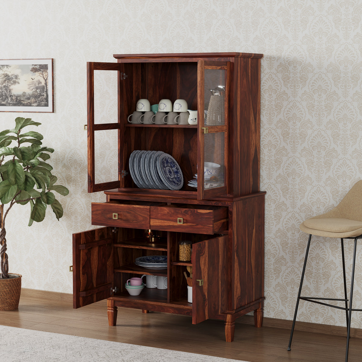 Sheesham Wood Sideboard Cabinet for Kitchen Storage