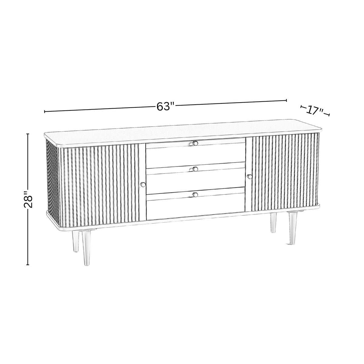 Sheesham Wood Sideboard Buffet with 3 Drawers