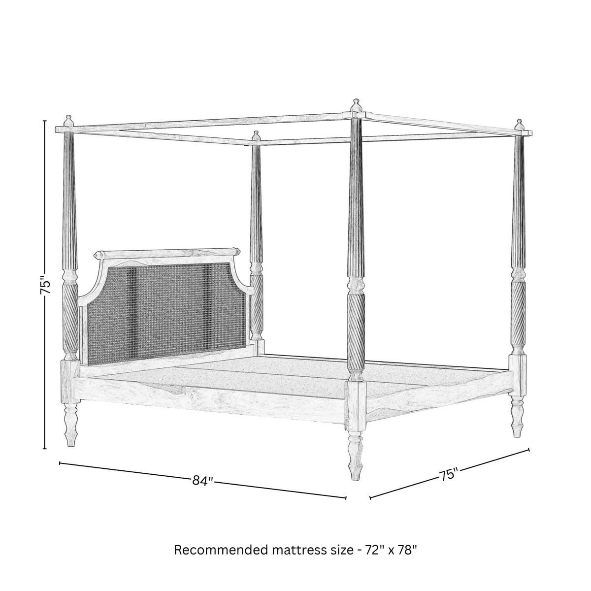 Wooden King Size Four Poster Bed