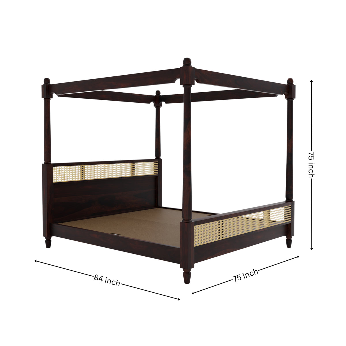 Wooden King Size Poster Bed without Storage for Bedroom