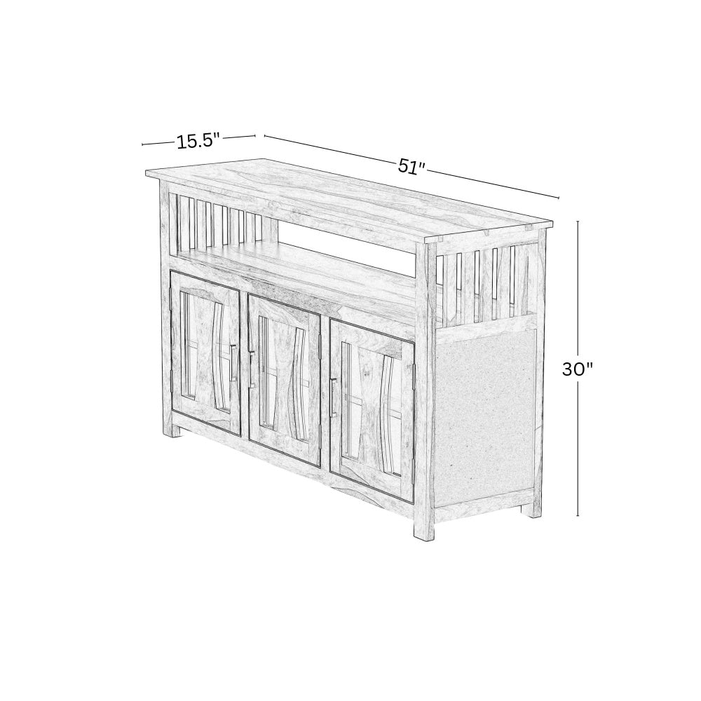 3 Door Wooden Storage Buffet Cabinet with Open Shelf