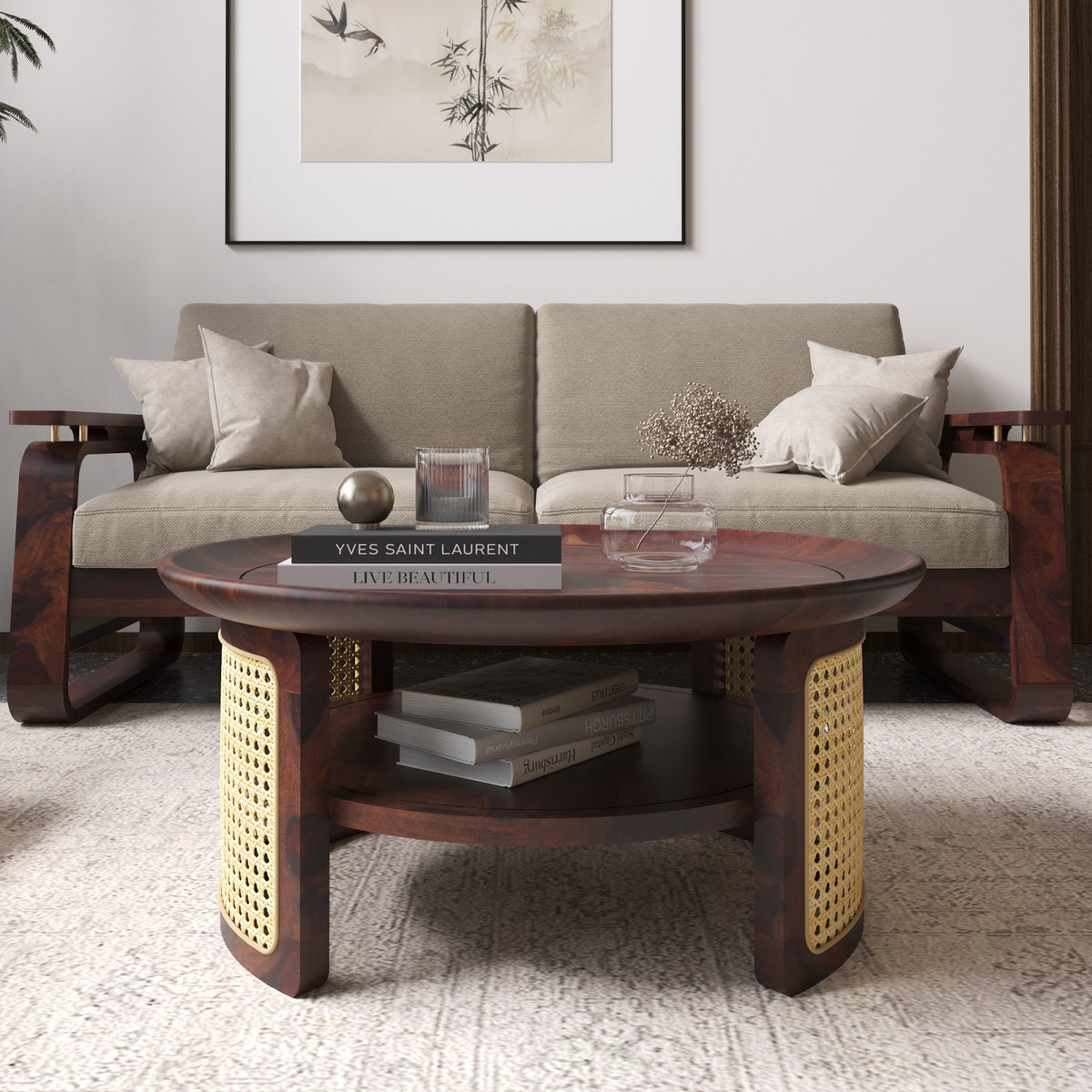 Solid Wood 5 Seater Sofa Set