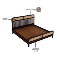 Wooden King Size bed without Storage in Walnut Finish for Bedroom
