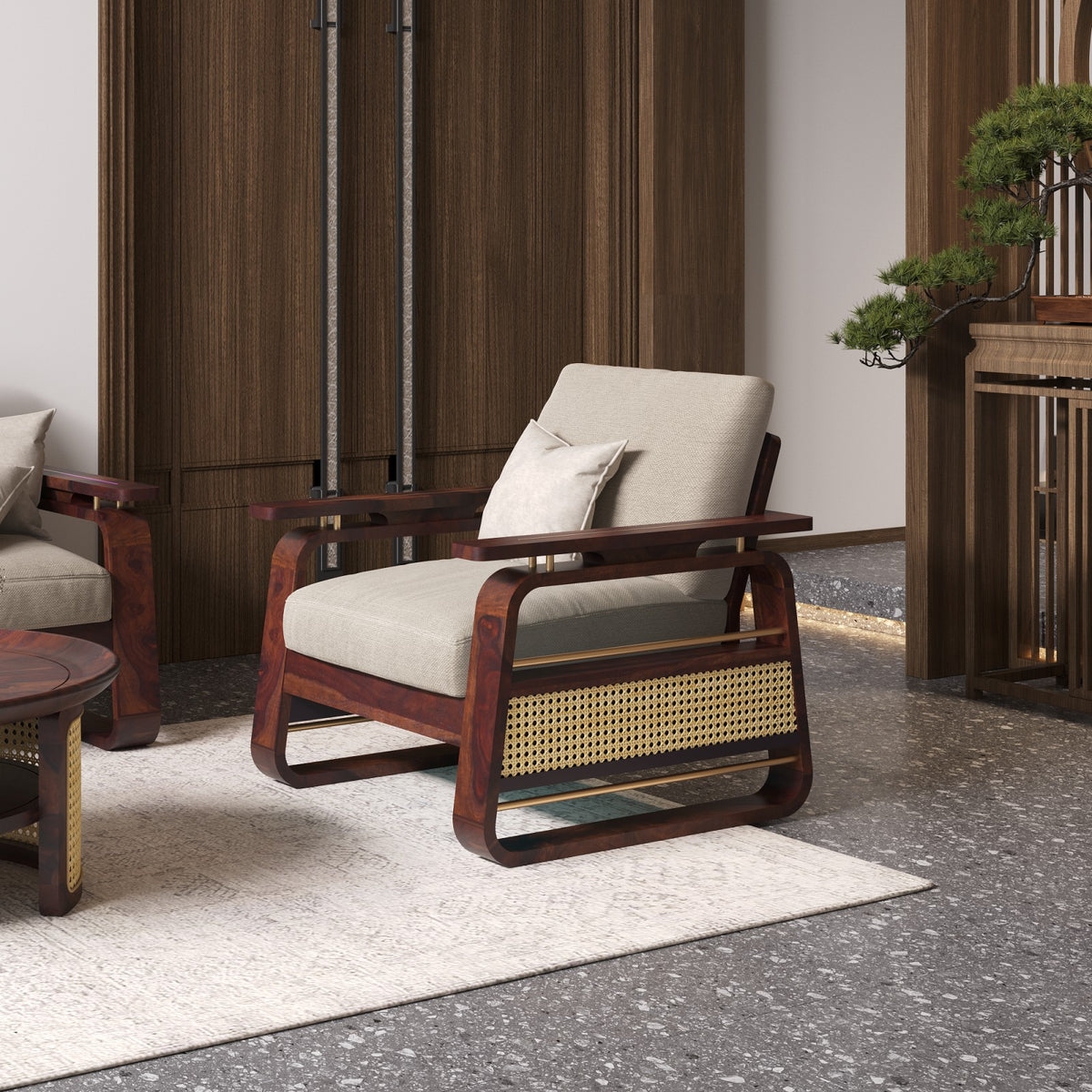 Solid Wood 5 Seater Sofa Set