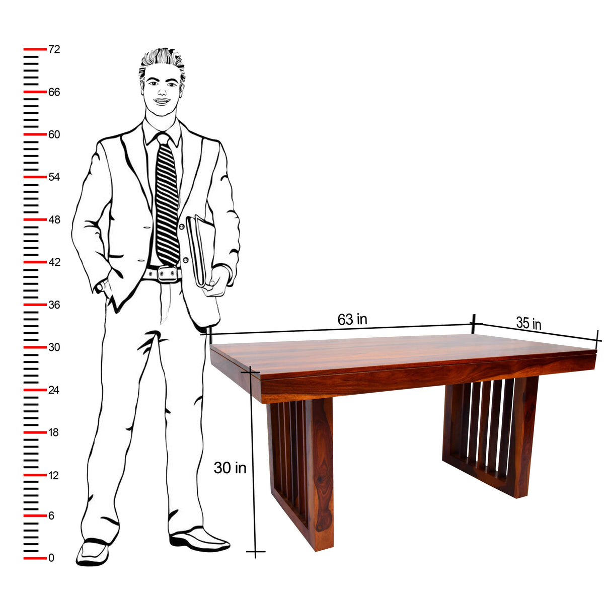 Solid Wood Dining Table 6 Seater Set for Dining Room in Honey Finish