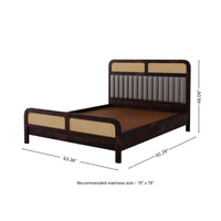 Wooden Queen Size bed without Storage in Walnut Finish for Bedroom