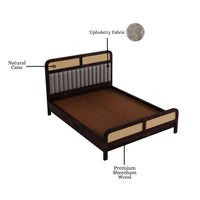 Wooden Queen Size bed without Storage in Walnut Finish for Bedroom