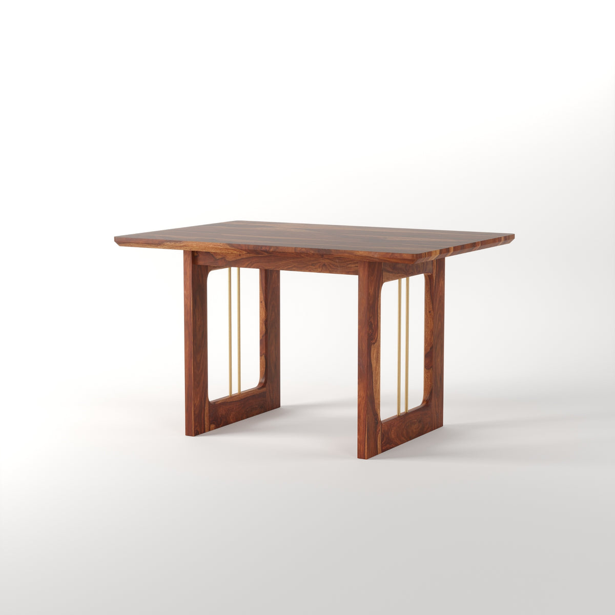Sheesham Wood Dining Table 4 Seater with Modern Metal Accent Design