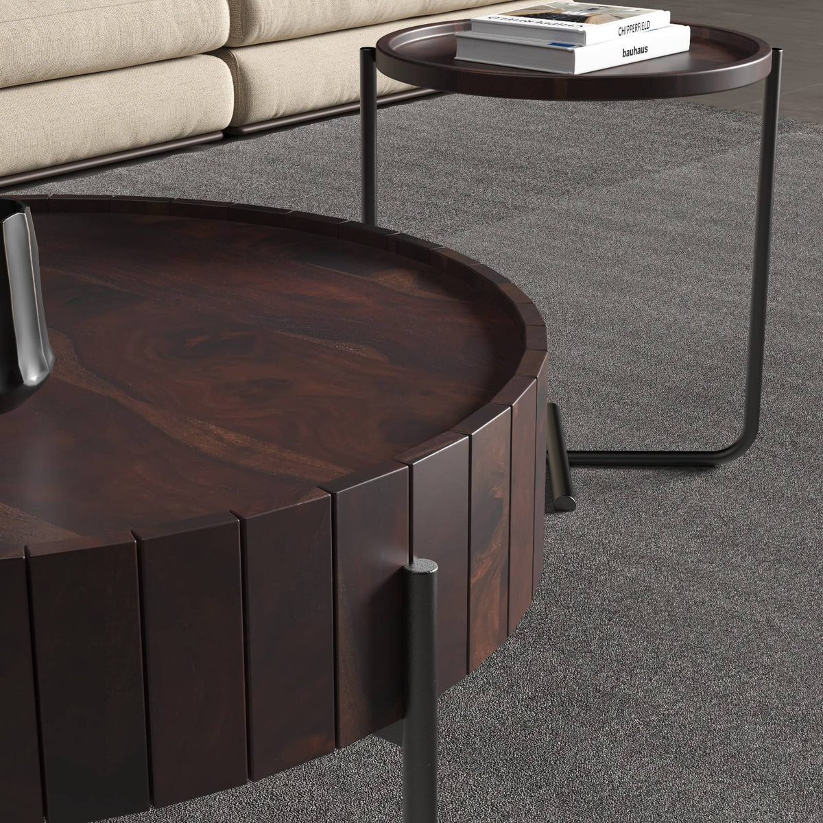 Solid Sheesham Wood Round Coffee Table