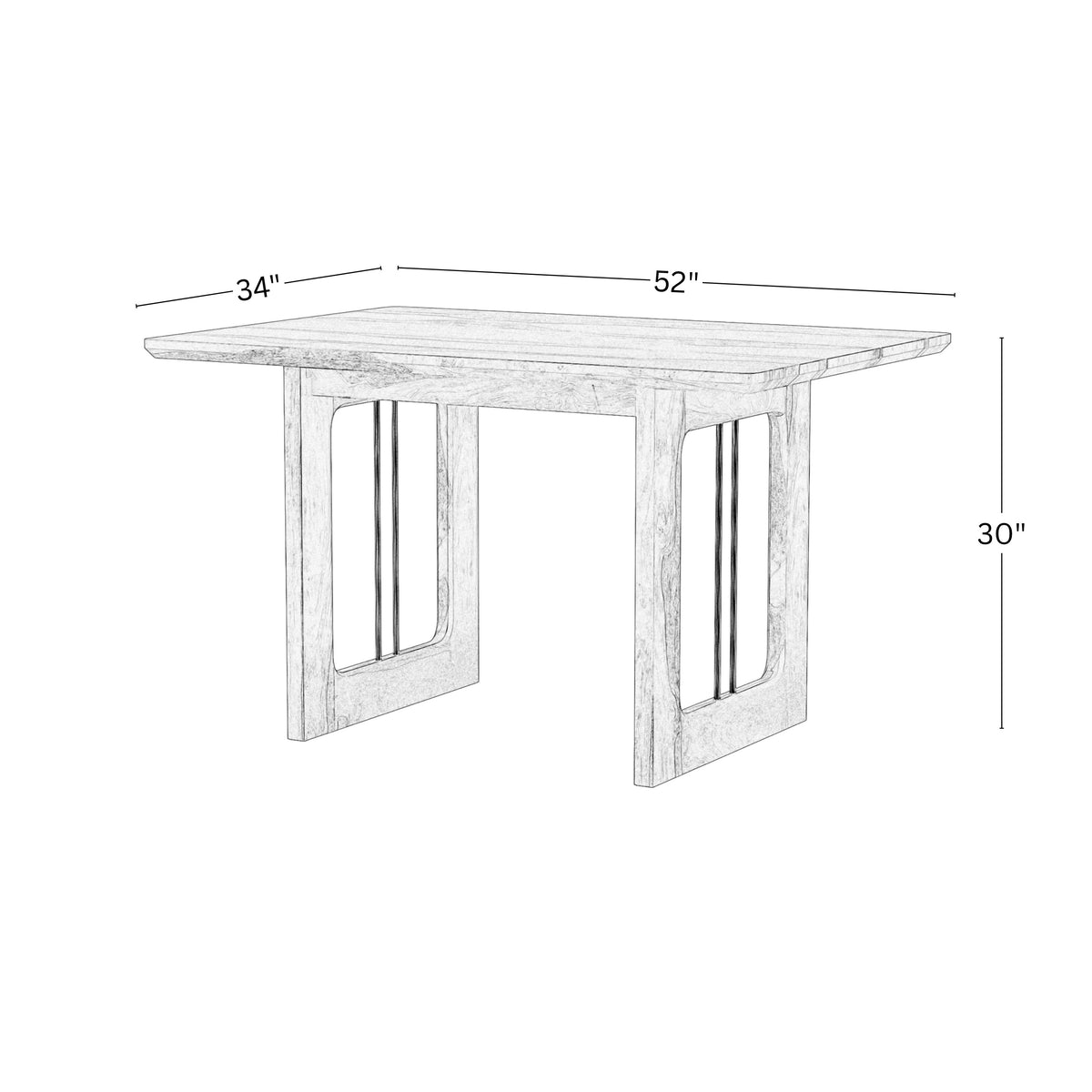 Sheesham Wood Dining Table 4 Seater with Modern Metal Accent Design
