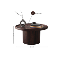 Wooden Round Coffee Table in Walnut Finish for Living Room