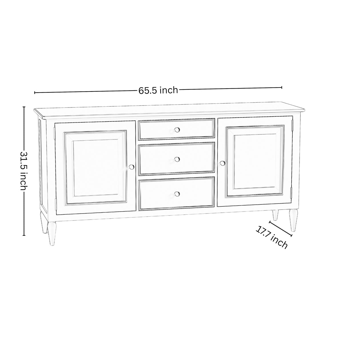 Mango Wood Sideboard Buffet with Drawer Storage