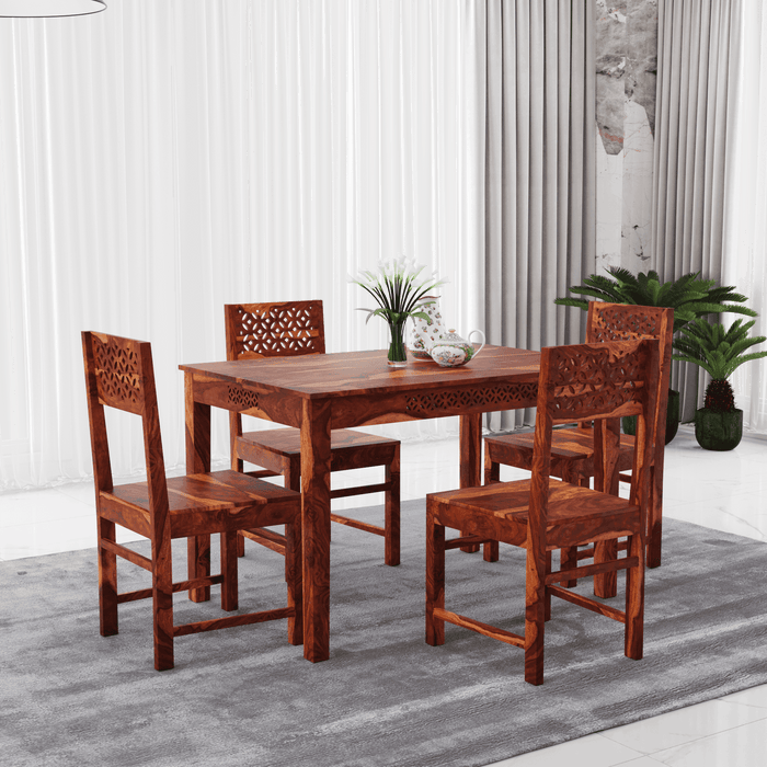 Wooden dining set with four chairs