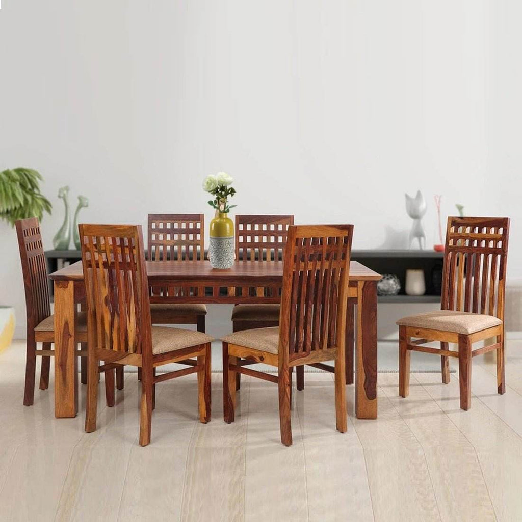 Wooden Dining Table 6 Seater Set in Honey Finish – DIMARVA