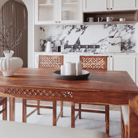 Solid Wood Dining Table 6 Seater Set with Bench for Dining Room
