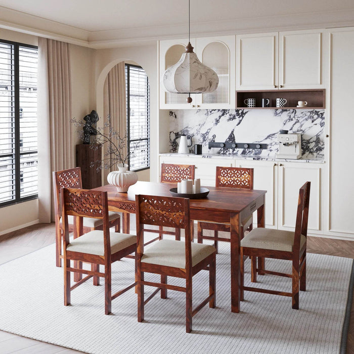 6 Seater dining table made of solid sheesham wood