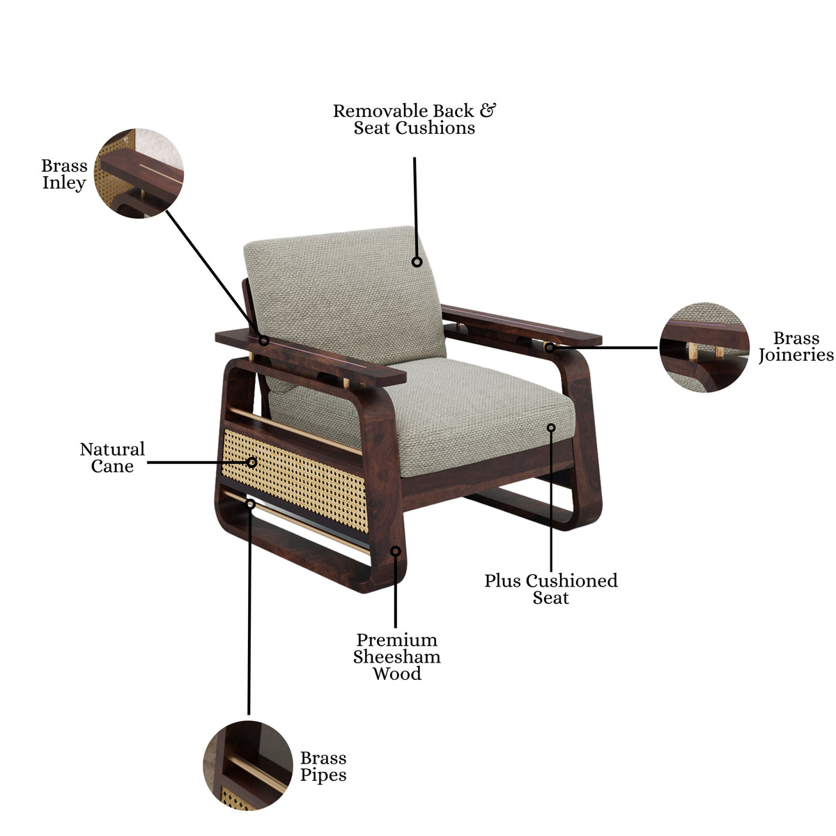 Solid Wood 5 Seater Sofa Set