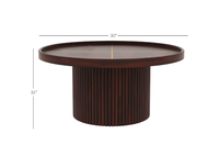 Round coffee table made of solid sheesham wood