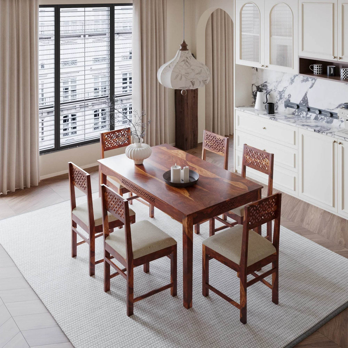 6 Seater dining table made of solid sheesham wood