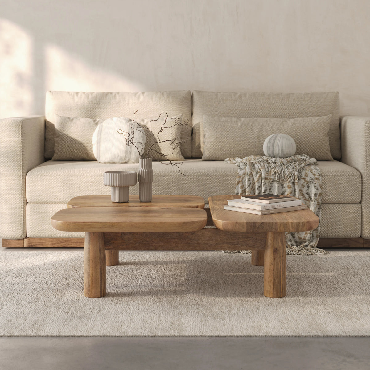 Nova Solid Wood Coffee Table for Living Room - Natural Finish