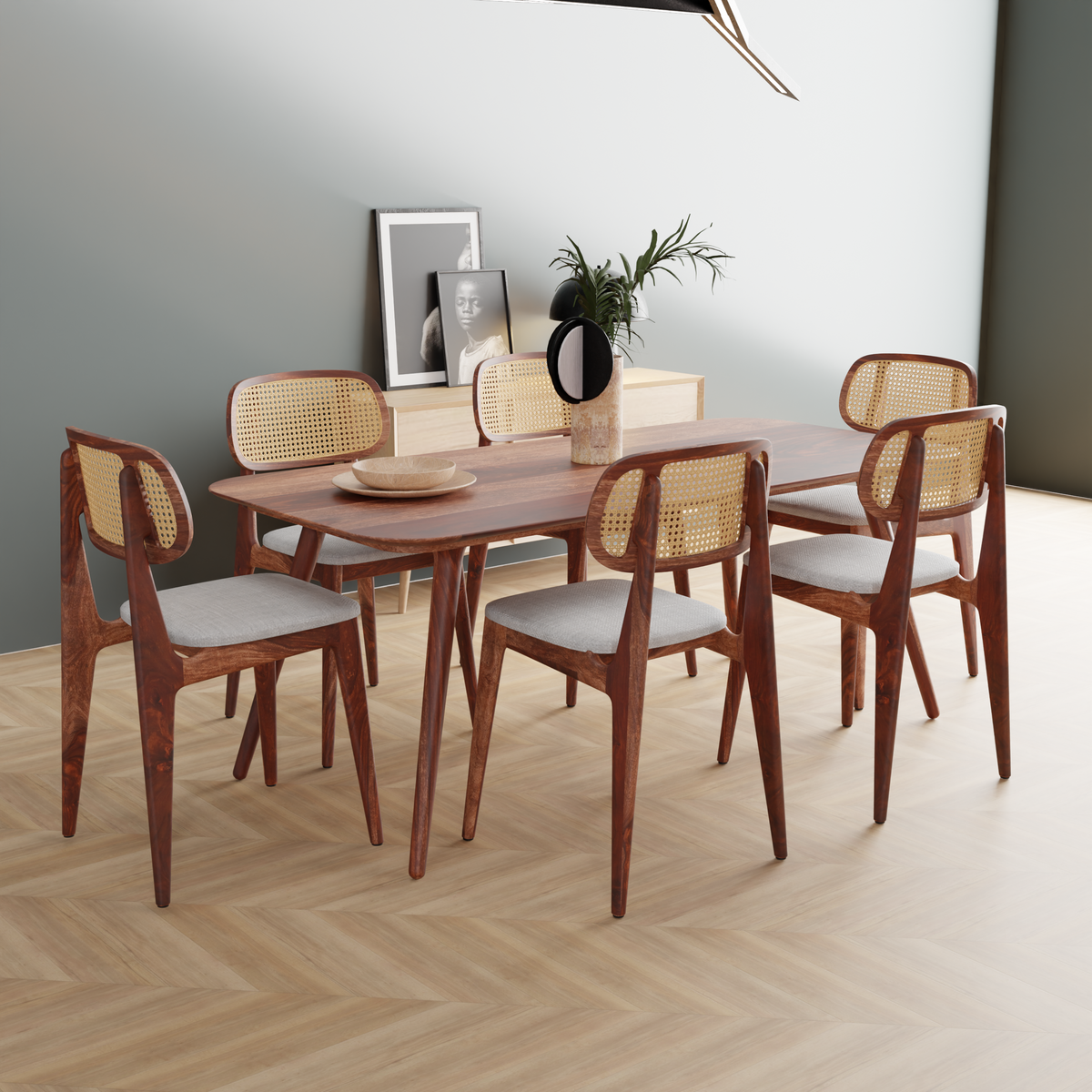 Solid Wood Dining Table 6 Seater Set for Dining Room