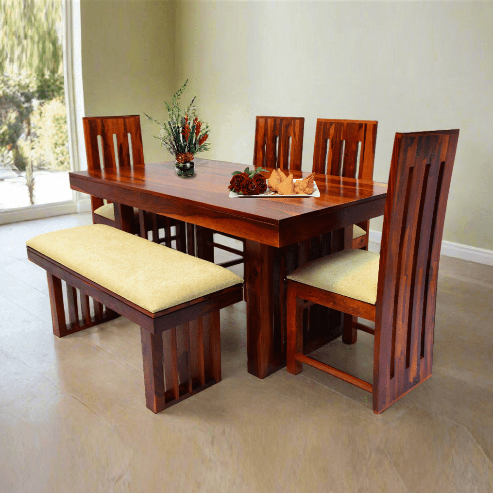 Wooden Dining Table Seater Set with Bench for Dining Room – DIMARVA