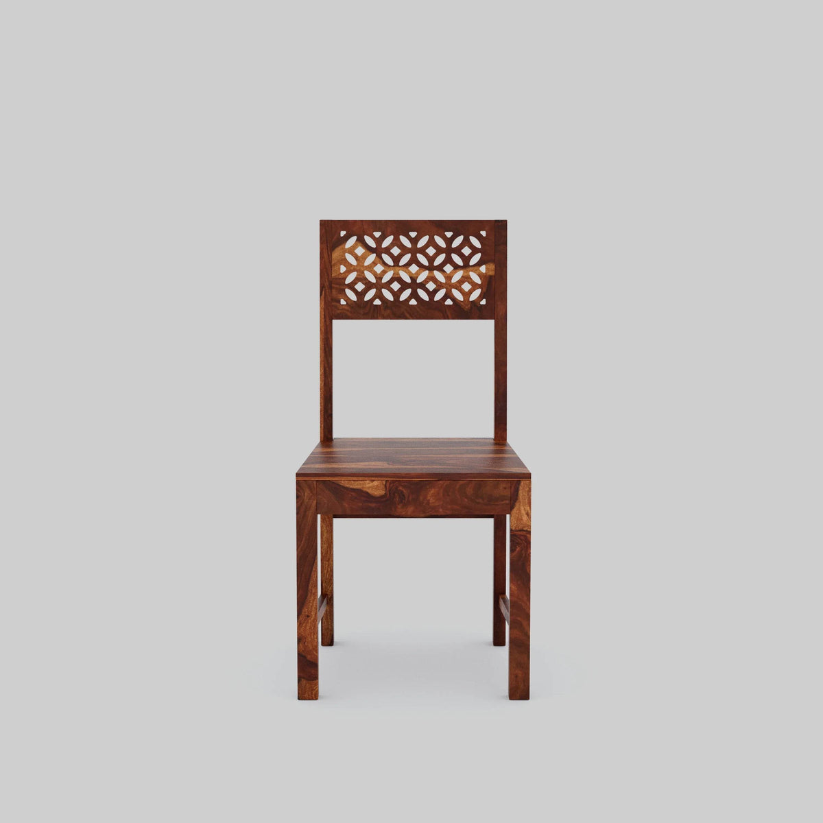 Wooden chair with intricate back design