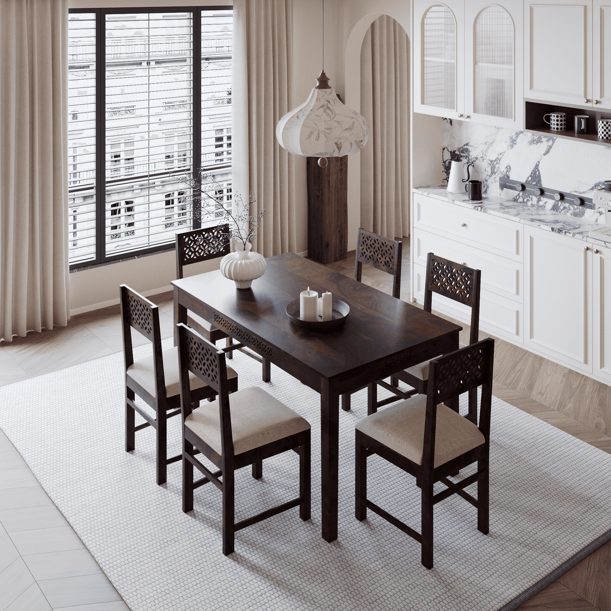 Solid Wood Dining Table 6 Seater for Living room, Dining room