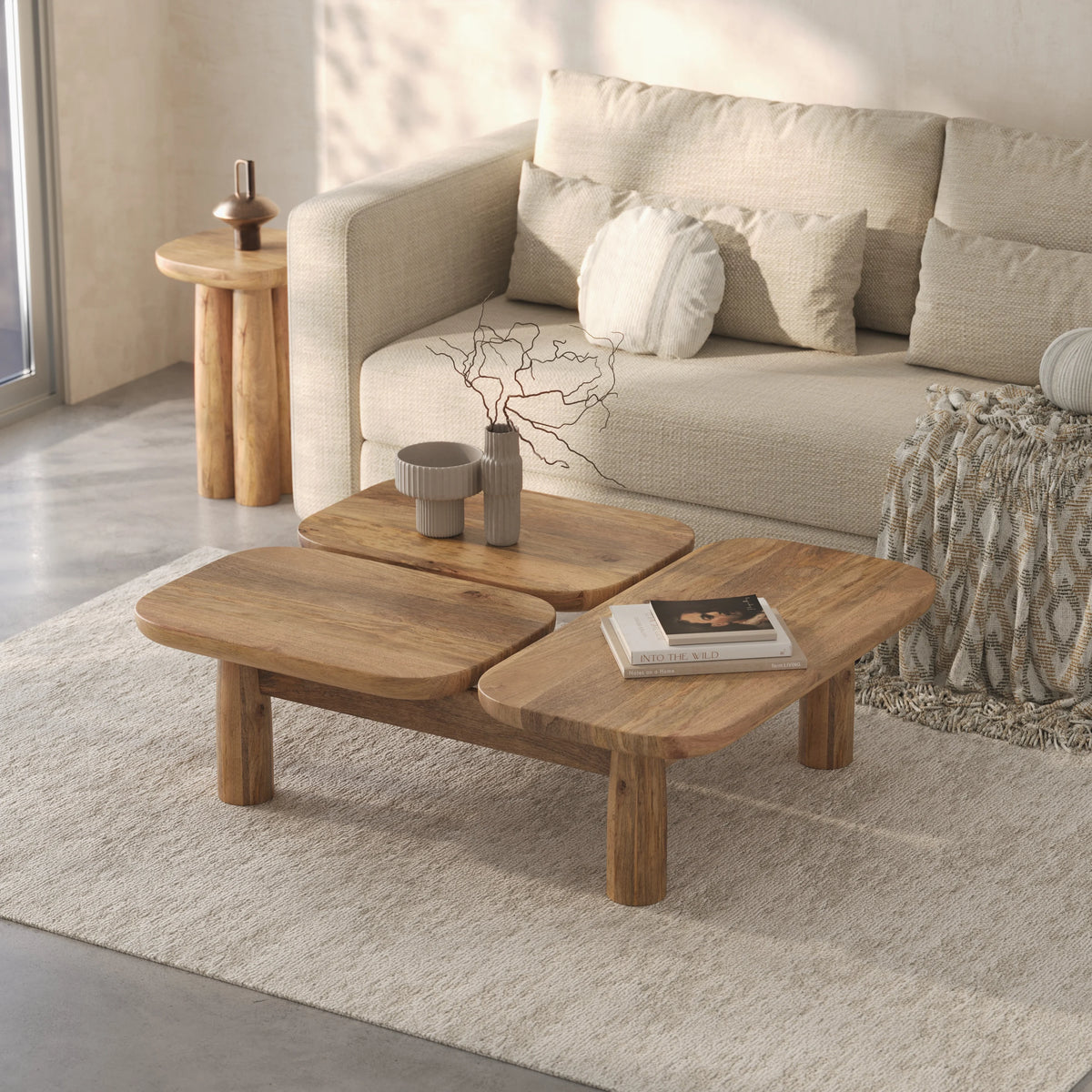 Nova Solid Wood Coffee Table for Living Room - Natural Finish