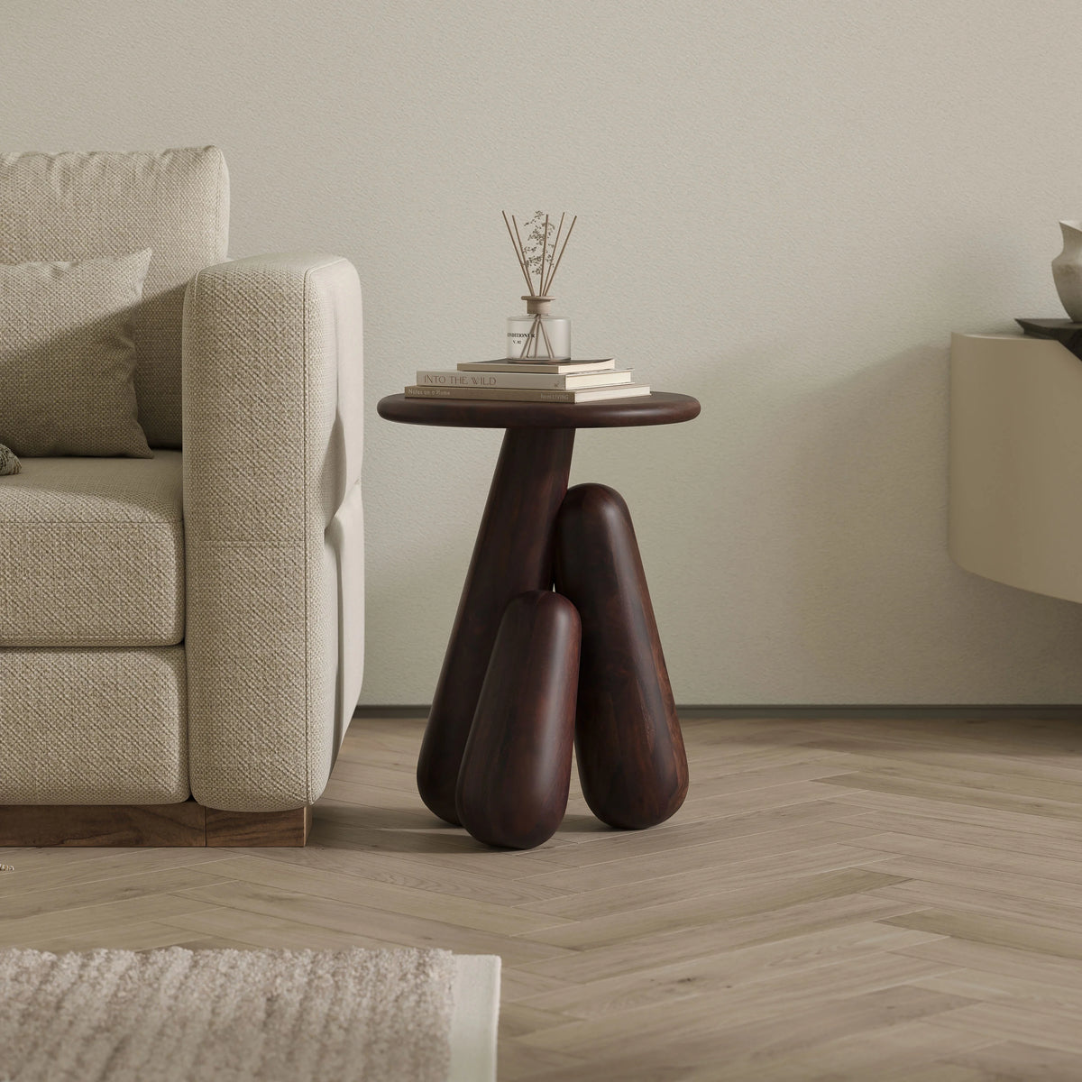 Wooden Side Table for Sofa with Solid Sheesham Wood Construction