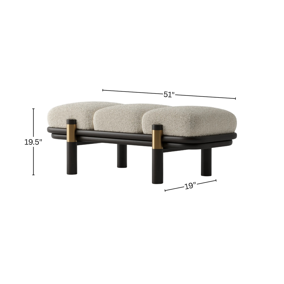 Mango Wood Cushioned Bench for Living Room