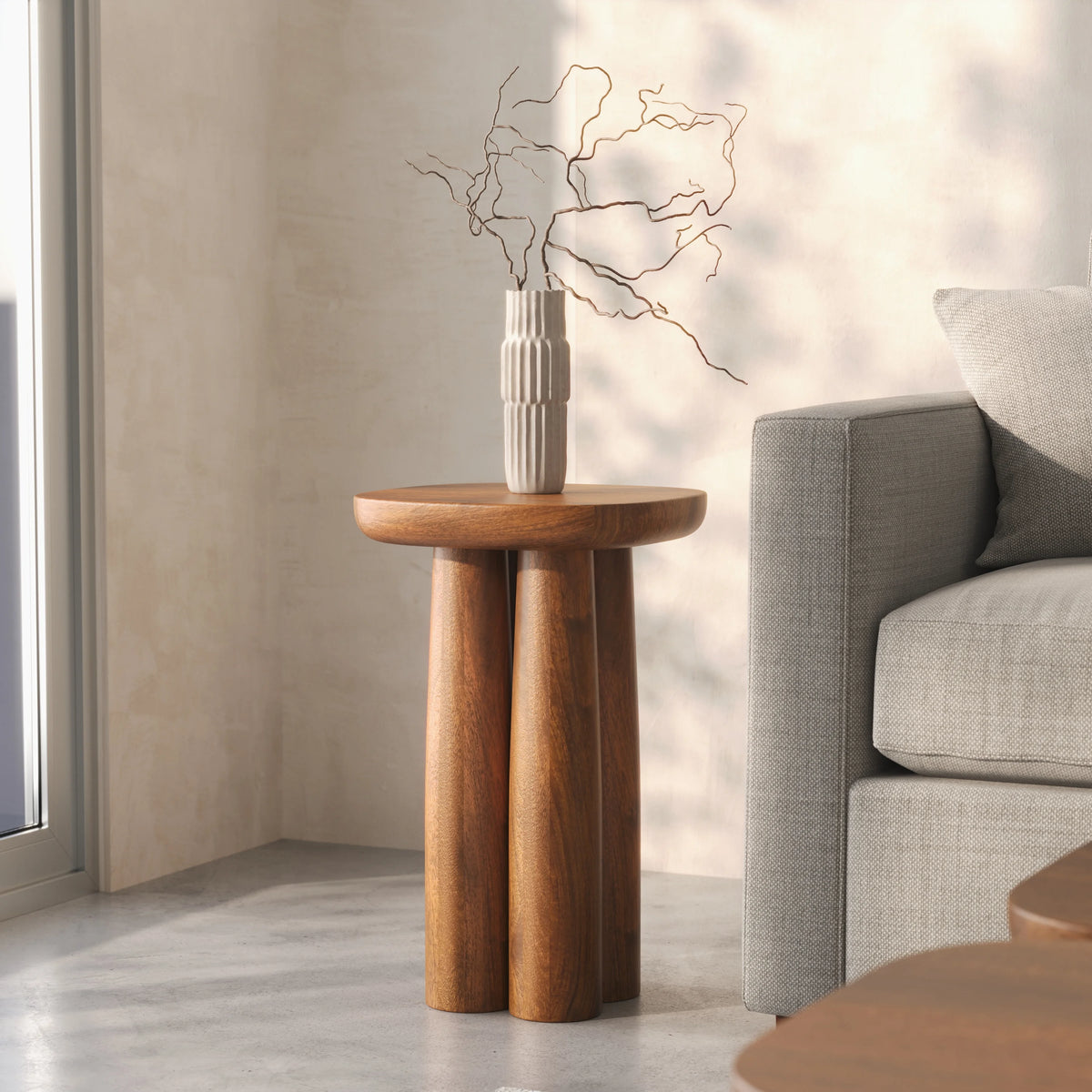 Wooden End Table for Living Room with Sheesham Wood Design