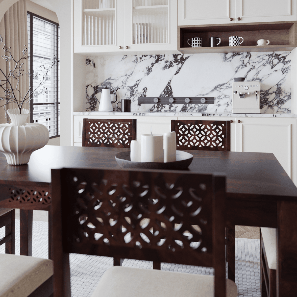 Solid Wood Dining Table 6 Seater for Living room, Dining room