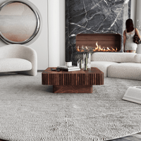 Modern living room with a wooden coffee table