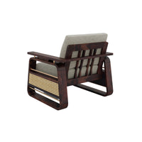 Wooden Single Seater Sofa with Rattan Design