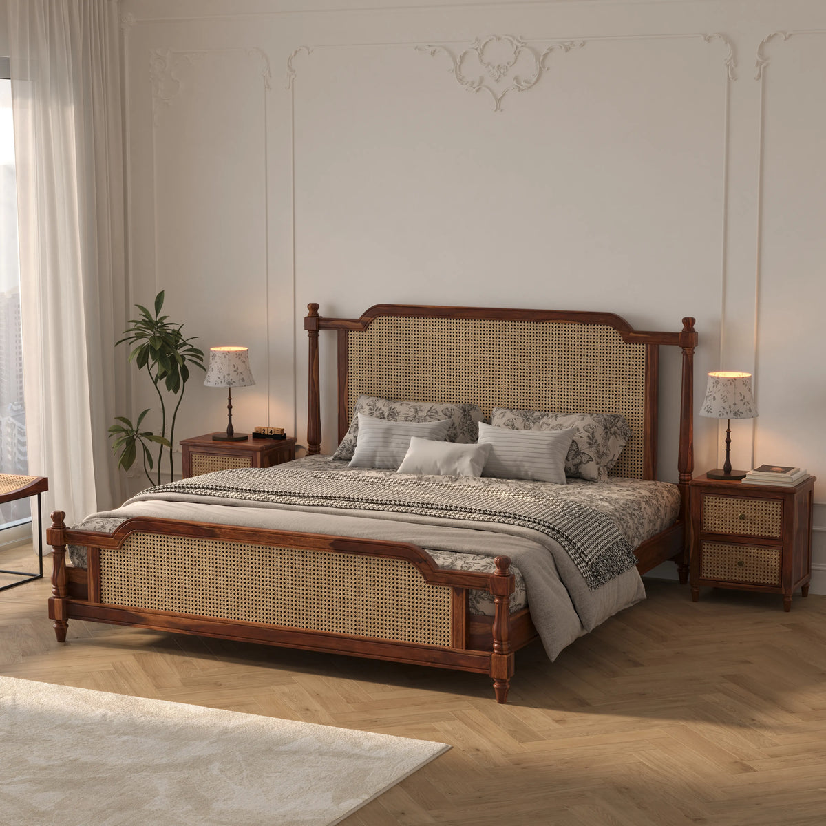 Wooden King Size bed without Storage made of solid sheesham wood